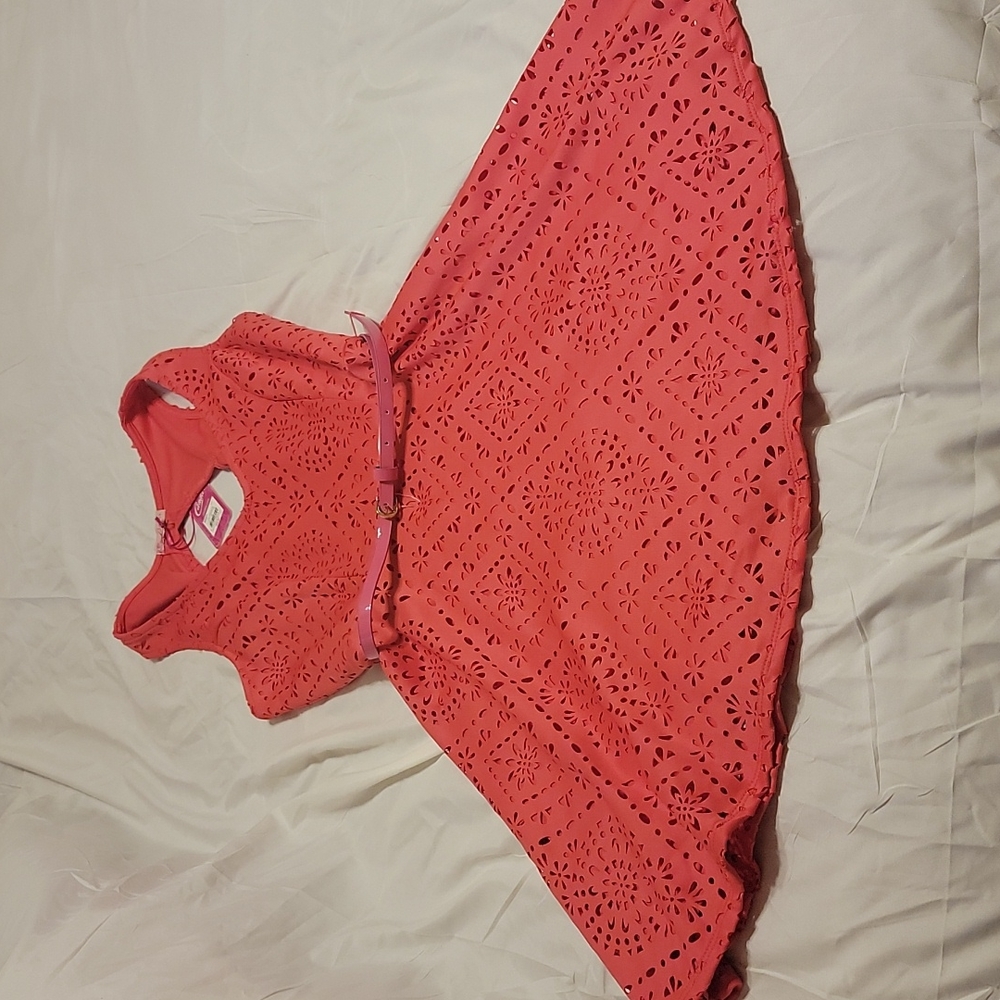 Size 7 coral Candies flared A line dress NWT